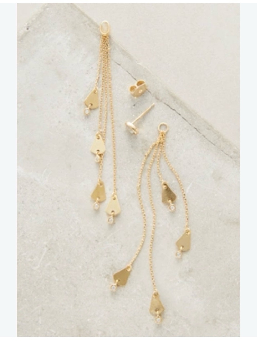 Anthropologie NWT Annas Front-Back Earrings 12K Gold-Plated Brass